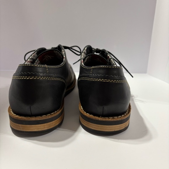 Penguin Mens Black Lace Up Leather Oxfords sz 12